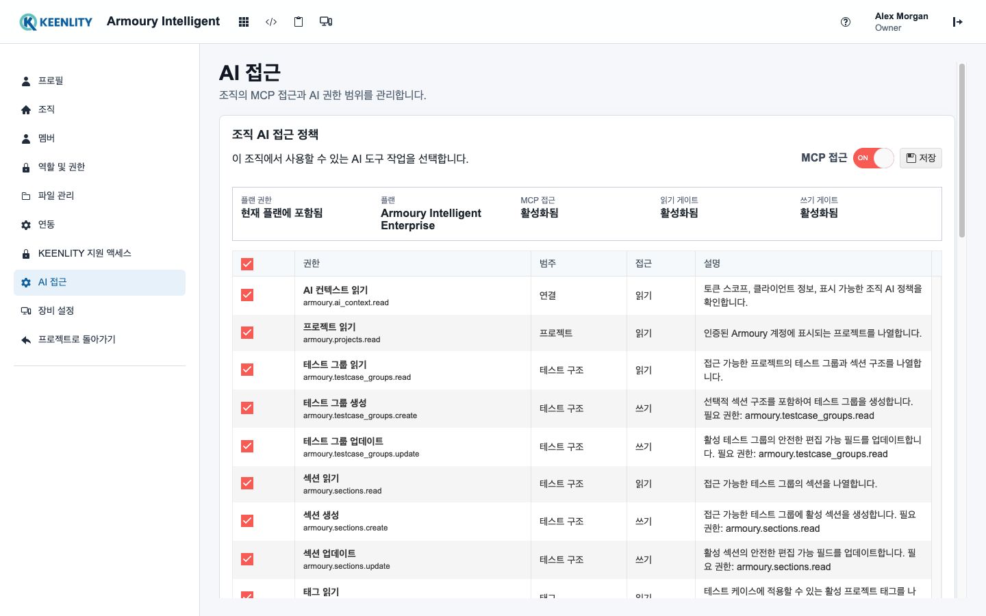 Armoury MCP 접근 정책 및 감사된 도구 활동